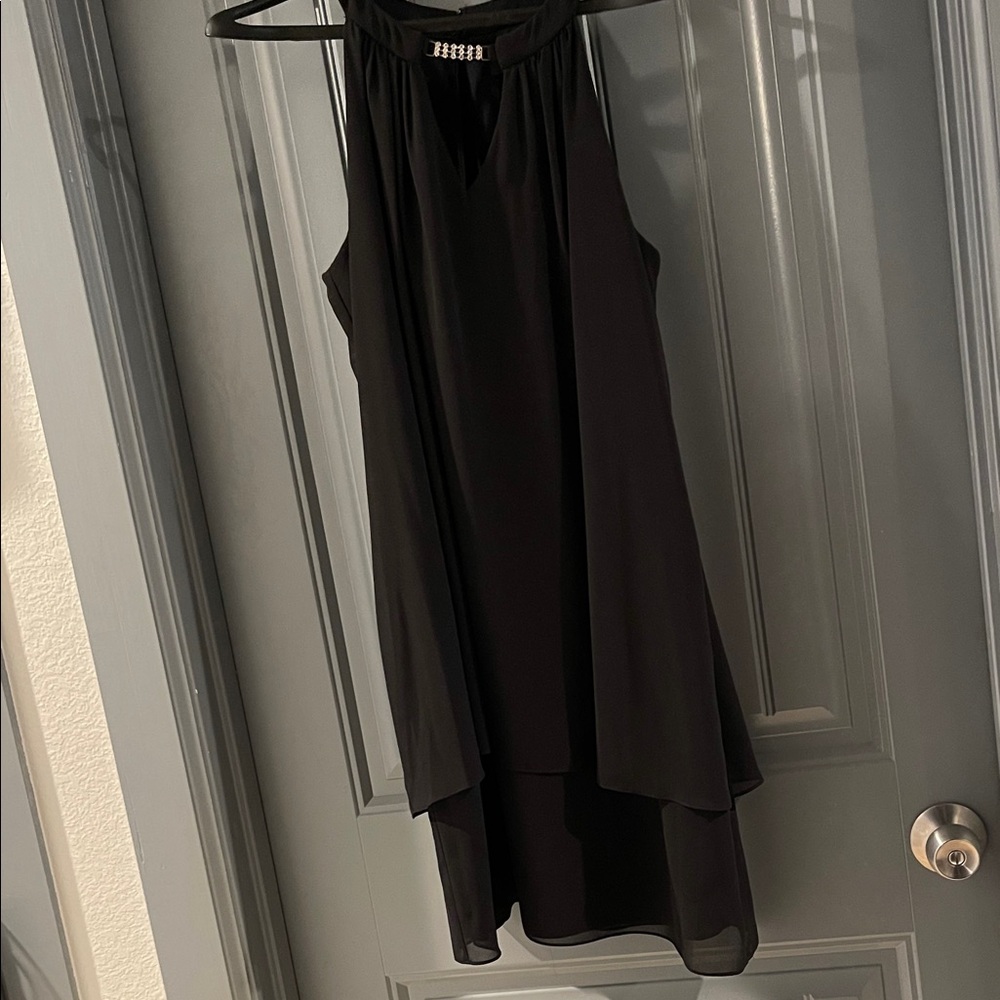 SL Fashions Black High-Low Layered Cocktail Dress